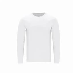 A long-sleeve white t-shirt with a crew neck and no visible branding.
