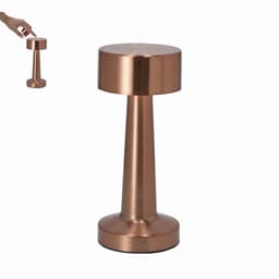 A drink bottle with a sleek, copper design and a cylindrical shape, featuring a logo on its surface.