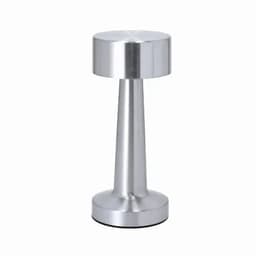 A drink bottle in a sleek silver design with a tapered body and a rounded base, featuring a metallic finish.