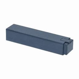 A dark blue packaging box with a simple, rectangular shape and a secure closure mechanism.