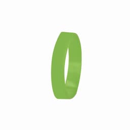 A green silicone wristband with a smooth finish, featuring no text or additional designs.