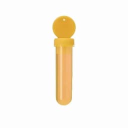 A drink bottle in a translucent yellow colour with a screw-on lid and a hanging hole. It features a logo.