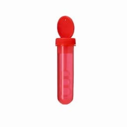 A drink bottle in bright red with a secure lid, featuring a clear container for visibility.