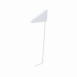 A drink bottle holder in white with a triangular top and a slender, transparent base.