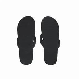 A pair of black thongs with a textured sole and a simple strap design.