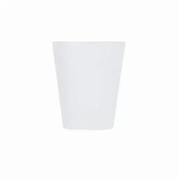 A white drink bottle with a sleek, tapered design. The bottle features a logo on its surface.
