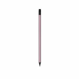 A single pink coloured pencil with a black tip, featuring a branding logo at the top.