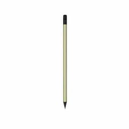 A coloured pencil in a gold and black design, featuring a black tip and branding on the top.