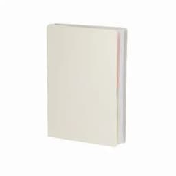 A plain white folder with a smooth finish, featuring multiple pages inside. A logo is visible on the front.