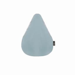 A drink bottle in a teardrop shape, featuring a soft blue colour and a logo on the side.