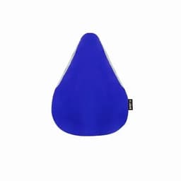 A drink bottle with a sleek design in bright blue and grey, featuring a prominent logo.