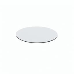 A round white plate with a smooth surface, featuring a simple design and no visible branding.