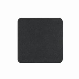 A black square coaster with a textured surface. It features rounded corners and a matte finish.