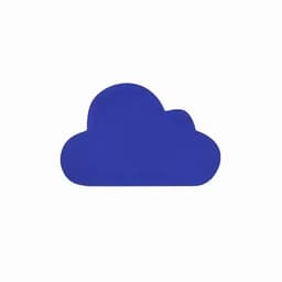 A blue cloud-shaped promotional product with a smooth surface and a simple design, featuring a logo.