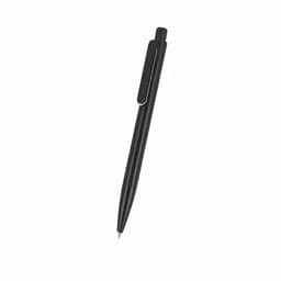 A black ballpoint pen with a sleek design and a clip for easy attachment.