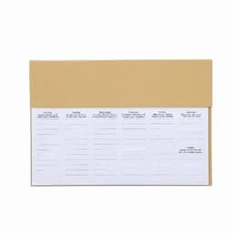 A weekly planner with a brown top section, featuring blank lines for each day of the week and an additional notes section.