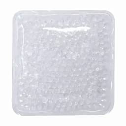 A square, transparent gel pack filled with small, round beads. Suitable for various uses.