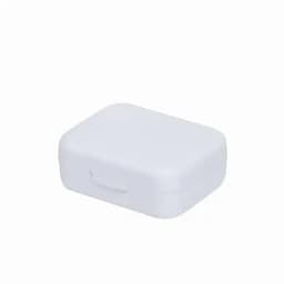 A white storage box with a handle, featuring a sleek, rectangular design. It has no visible logos or branding.