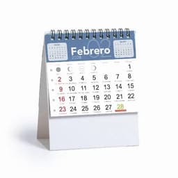 A desk calendar displaying February 2026, featuring clear date markings and a spiral binding at the top.