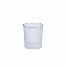 A clear plastic cup with a simple design and no branding.