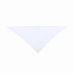 A triangular white bandana with a classic design, featuring a plain surface and no visible patterns.