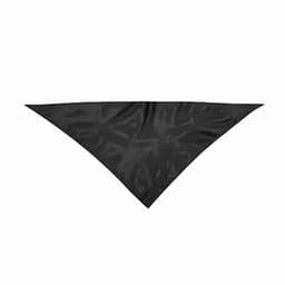 A black triangular bandana made of soft fabric, featuring a smooth surface without any visible patterns.