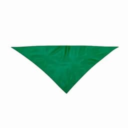 A green triangular cloth with a smooth surface, featuring a simple design.