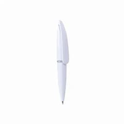 A white pen with a sleek design and a clip for easy attachment. It features a smooth writing tip.