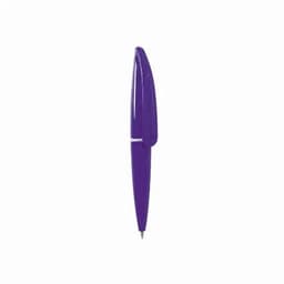 A purple pen with a sleek design and a clip, featuring a shiny finish.