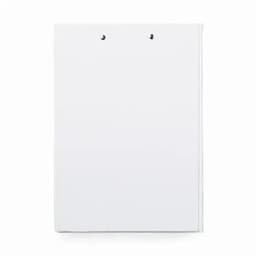 A blank, white notepad with two metal holes at the top for binding.