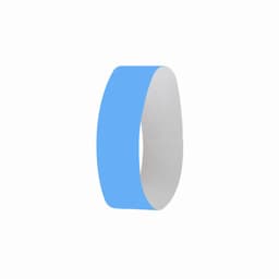 A blue wristband with a smooth finish and a blank, white underside. It features a simple, rounded design.