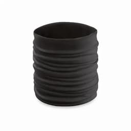 A versatile black drink bottle with a textured, flexible design and a subtle logo.