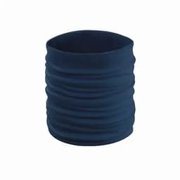A navy blue multi-use accessory, featuring a stretchy, textured fabric design. It has a simple and versatile shape.