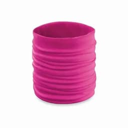 A pink multipurpose fabric tube with a textured design, suitable for various uses. The item has a branded logo.