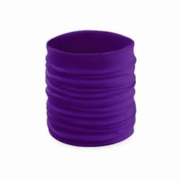 A drink bottle in vibrant purple with a smooth, textured exterior and a logo on one side.