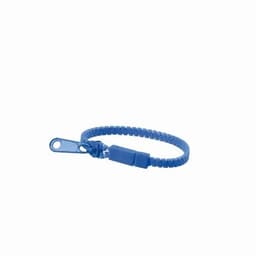A blue adjustable wristband made of braided material with a toggle closure. Features a simple, sporty design.