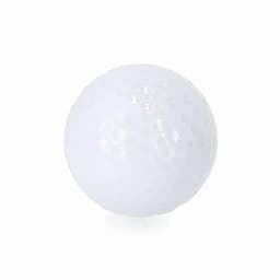 A white golf ball with a dimpled surface, showing slight reflections and light highlights.