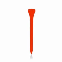 An orange golf tee with a tapered base and a wider top for holding a golf ball.