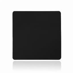 A black square product with smooth edges, featuring a glossy surface and a reflective base.