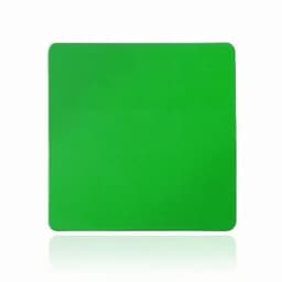 A solid green square board with a smooth surface. It has a glossy finish and rounded corners.