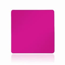 A pink square product featuring a smooth surface, with a glossy finish and a reflective base.