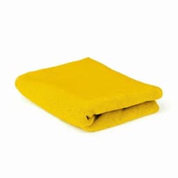 A folded yellow towel is displayed, featuring a soft texture and a solid colour.