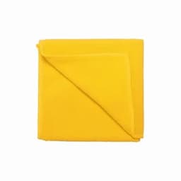 A yellow fleece blanket, folded neatly with a soft texture. The blanket is vibrant and warm in appearance.