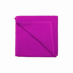 A purple fleece blanket folded neatly, showcasing its soft texture and vibrant colour.