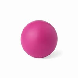 A pink rubber ball with a smooth surface and round shape, displayed on a white background.