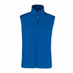 A sleeveless vest in a bright blue colour, featuring a full front zip and a high collar. It has a simple design with no visible logos.