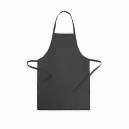 A black apron with adjustable neck and waist ties, featuring no visible logos or designs.