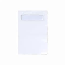 A clear, white drink bottle with a simple design and a secure lid, featuring a discreet logo.