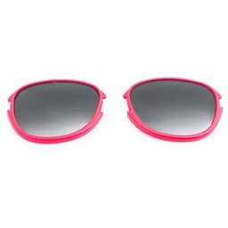 A pair of pink-framed sunglasses with dark lenses. The design is sporty and modern.