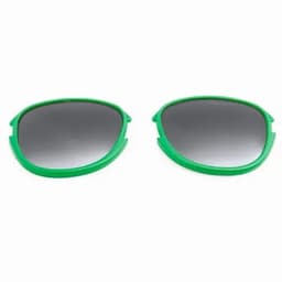 A pair of sunglasses with a green frame and dark lenses, featuring a simple design.